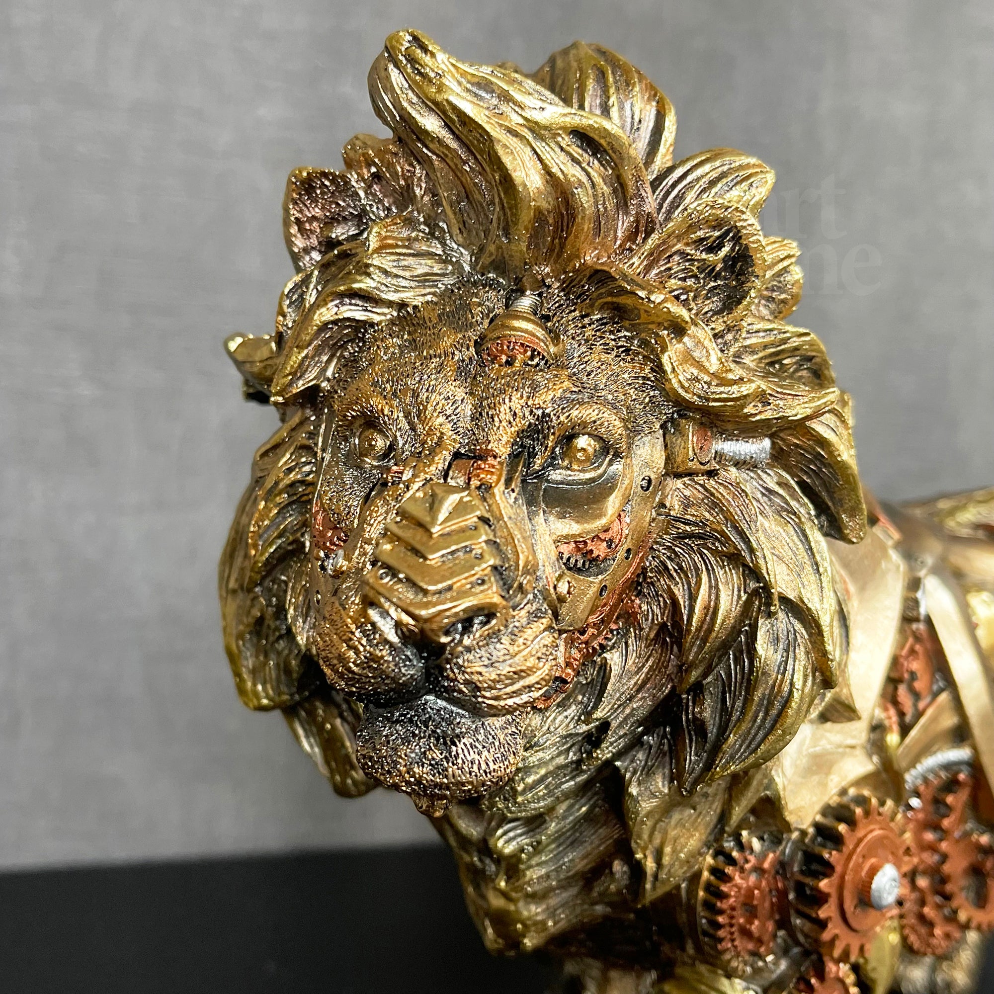 Gold Steampunk Lion Ornament 32x20x10cm