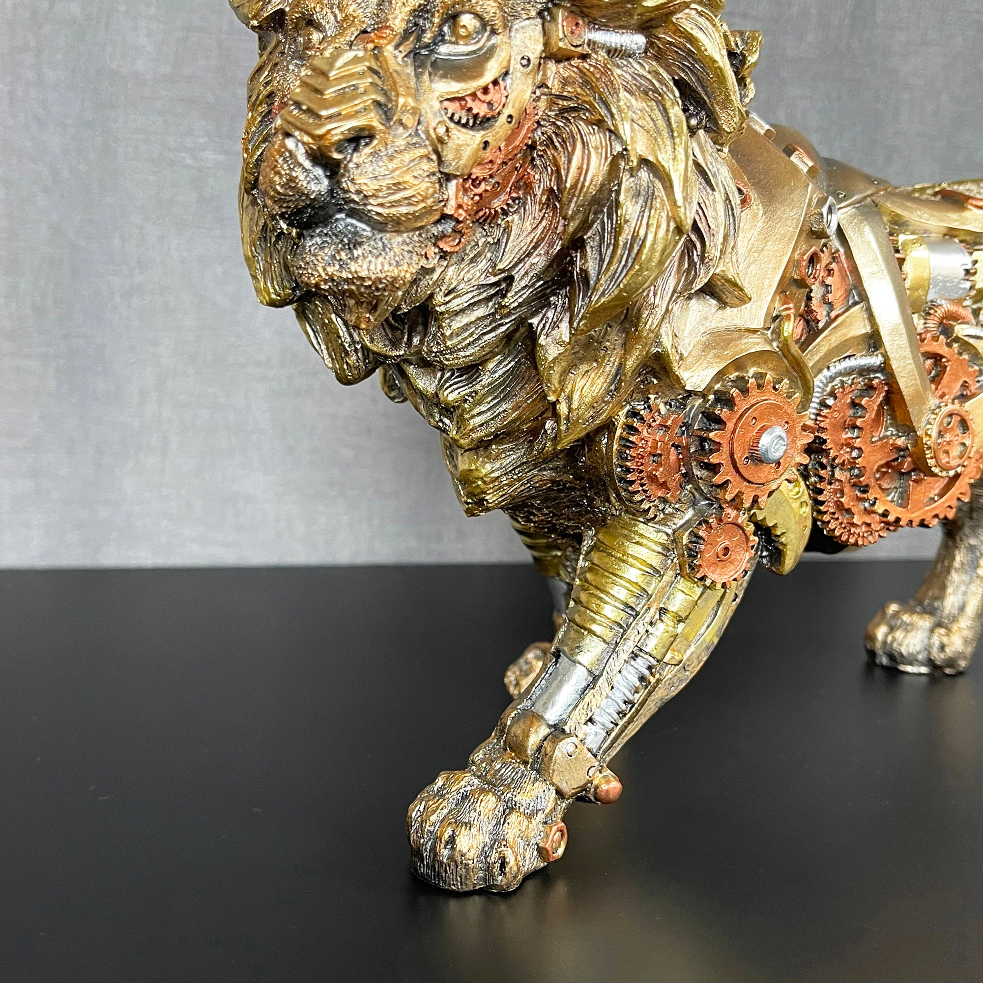 Gold Steampunk Lion Ornament 32x20x10cm