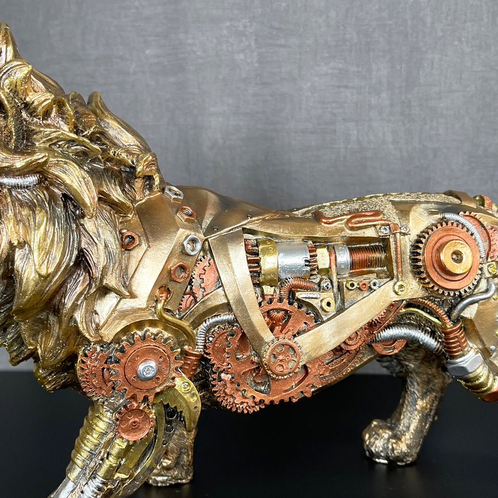 Gold Steampunk Lion Ornament 32x20x10cm