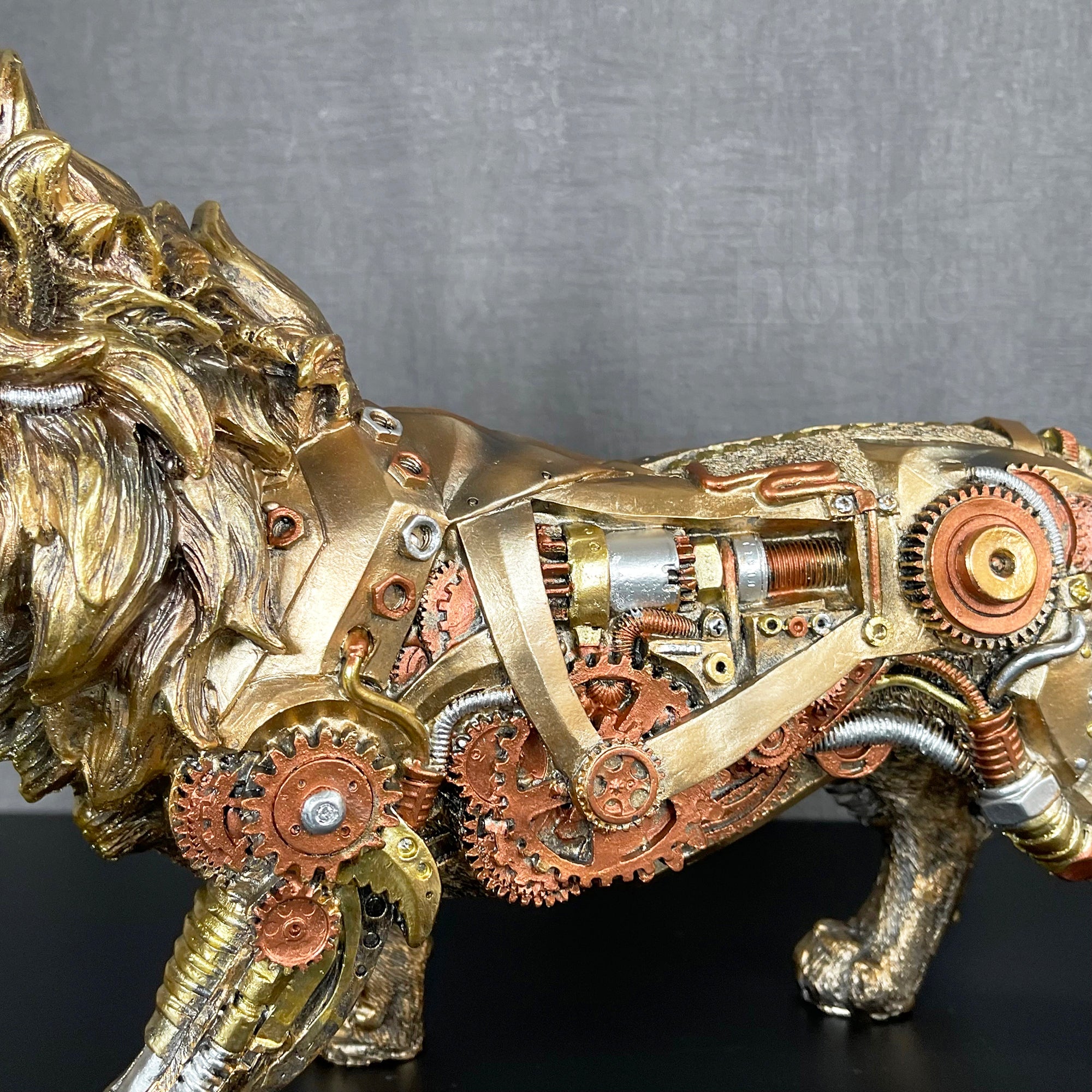 Gold Steampunk Lion Ornament 32x20x10cm