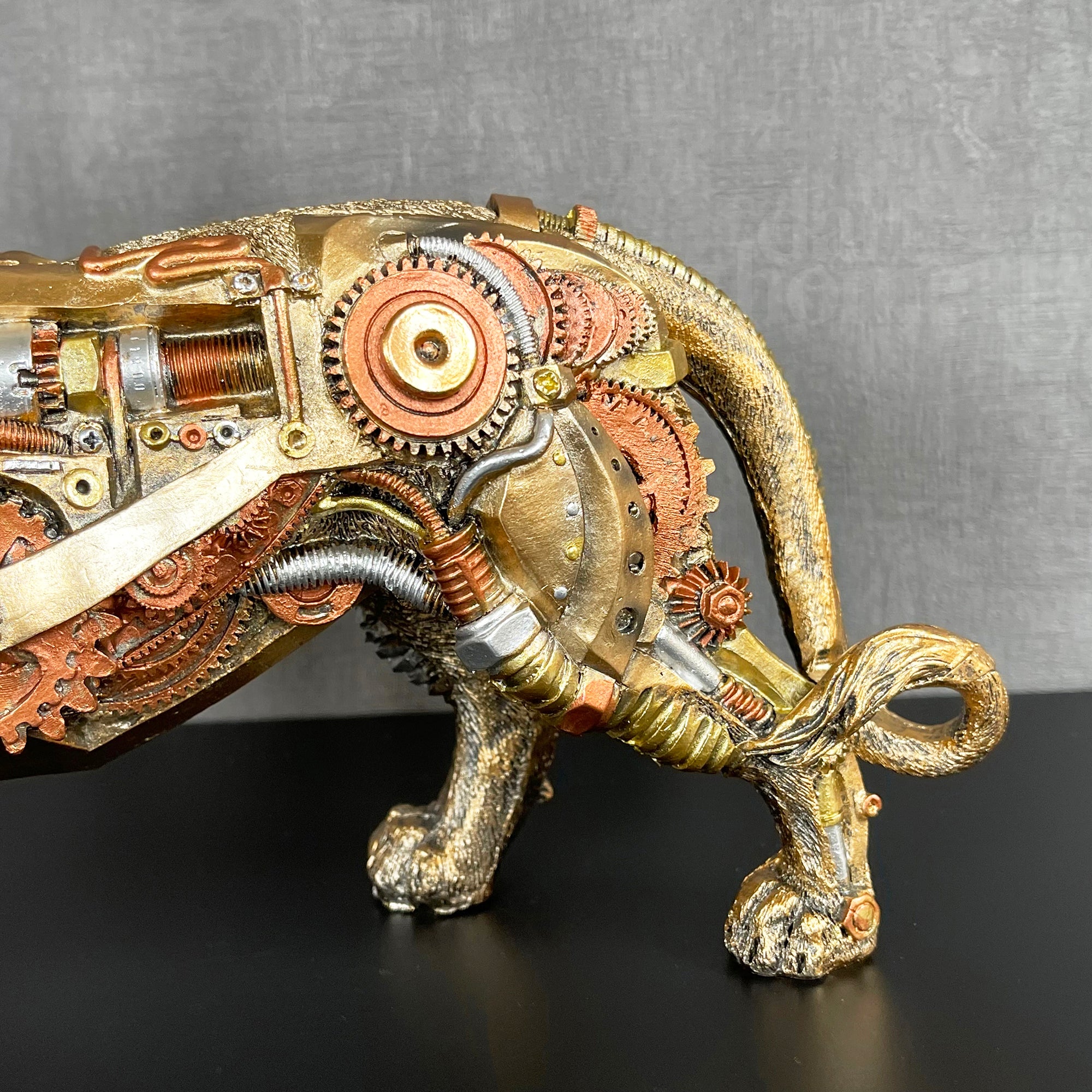Gold Steampunk Lion Ornament 32x20x10cm