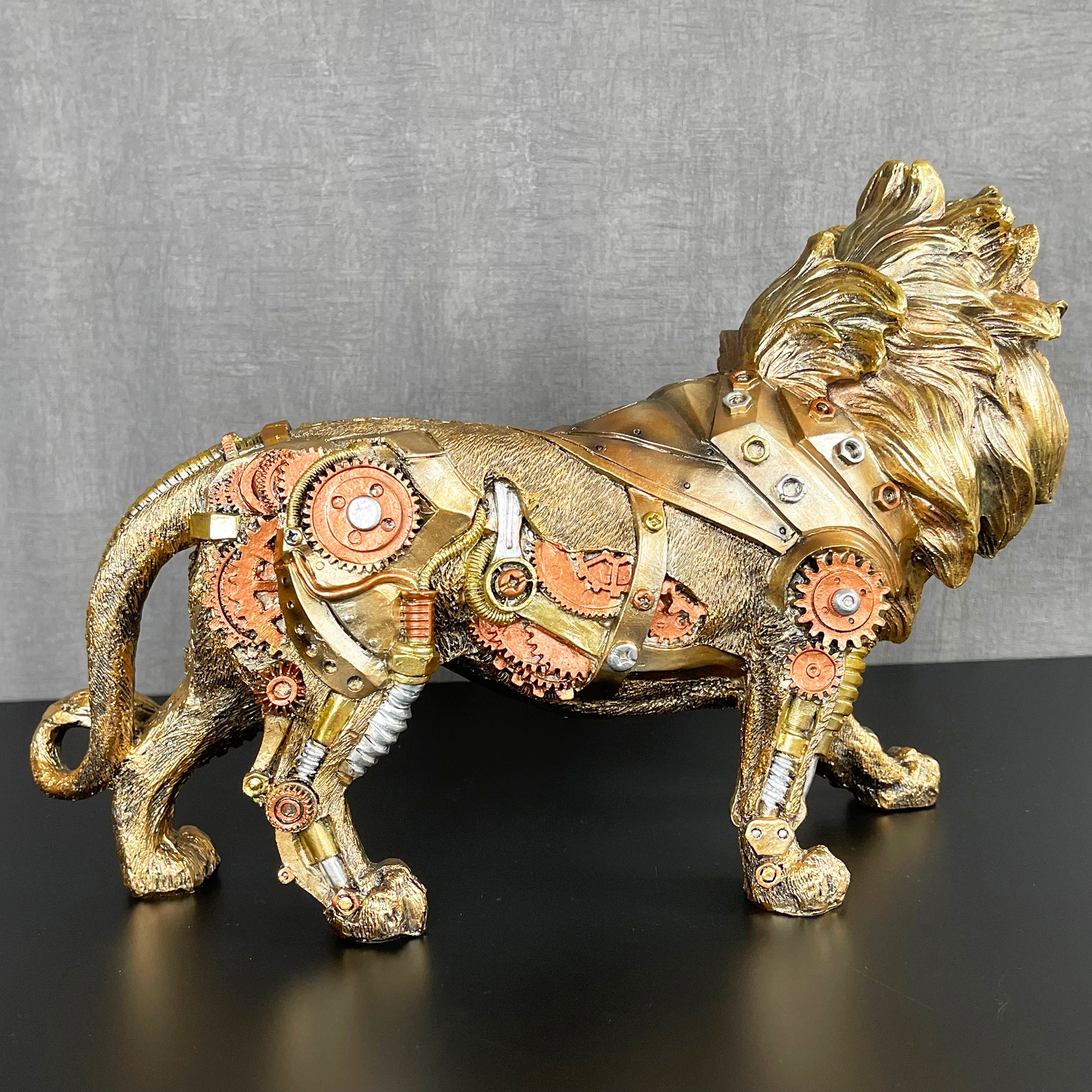 Gold Steampunk Lion Ornament 32x20x10cm