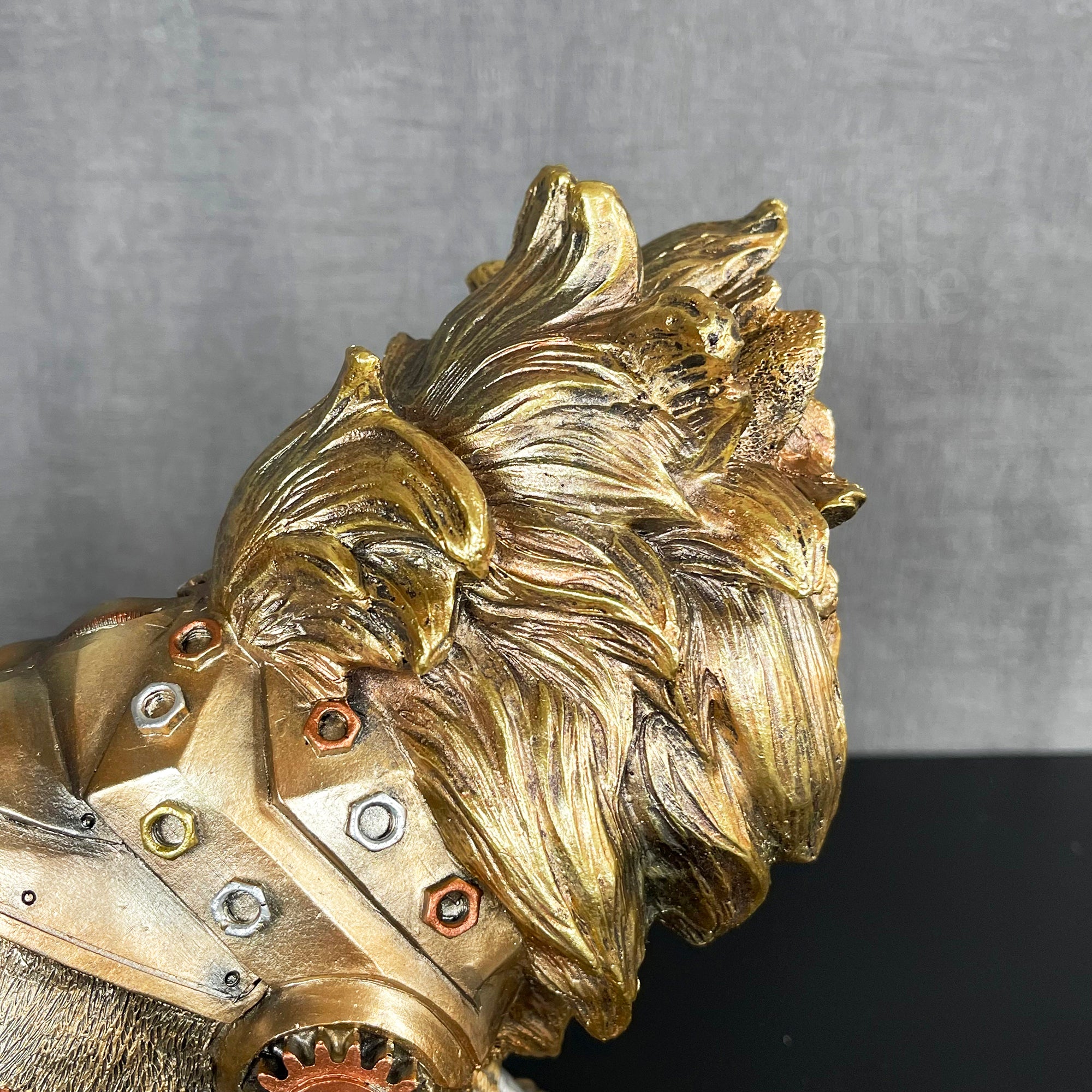 Gold Steampunk Lion Ornament 32x20x10cm