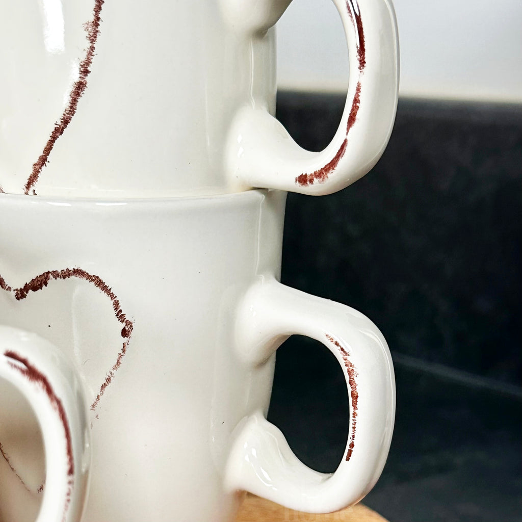 Set mit 6 weißen Love Heart Espressotassen