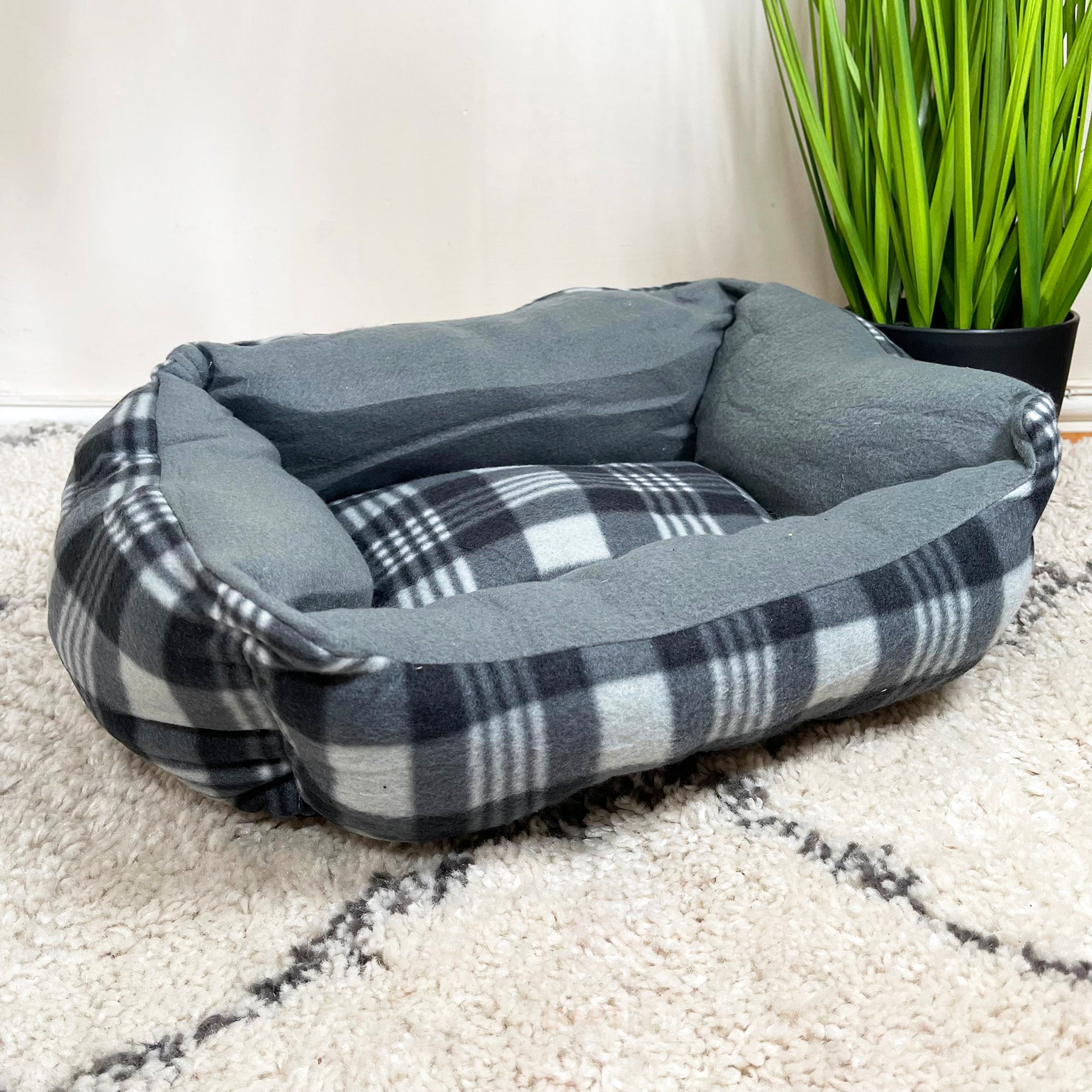 Grey tartan sale dog bed