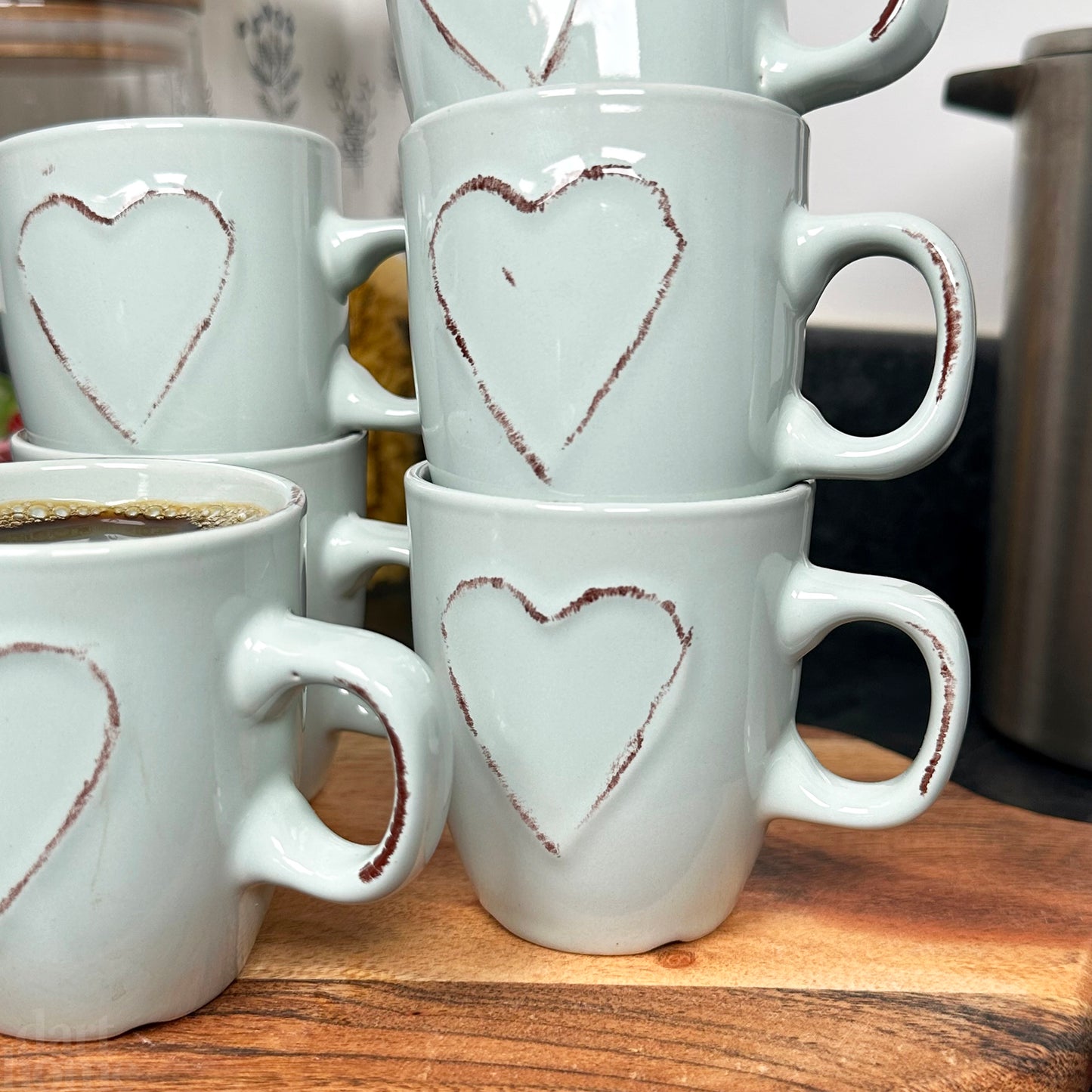 Blue Heart 100ml Espresso Cups Set Of 6