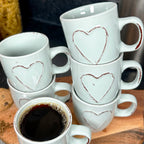 Blue Heart 100ml Espresso Cups Set Of 6