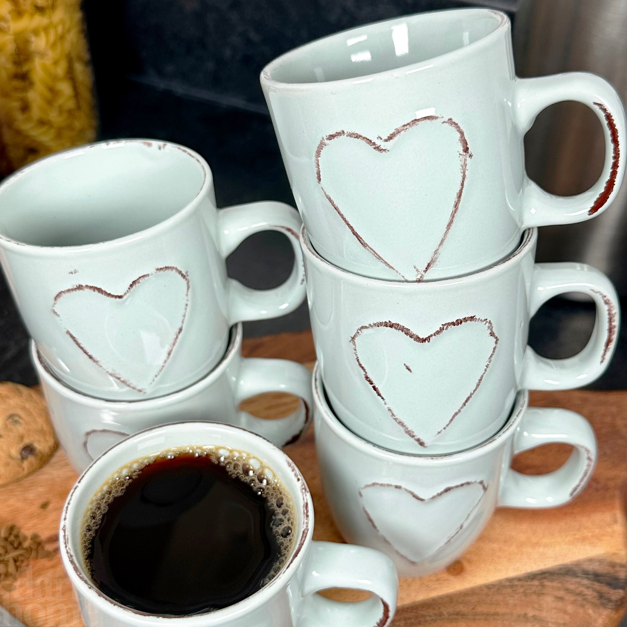 Blue Heart 100 ml Espressotassen-Set mit 6 Stück