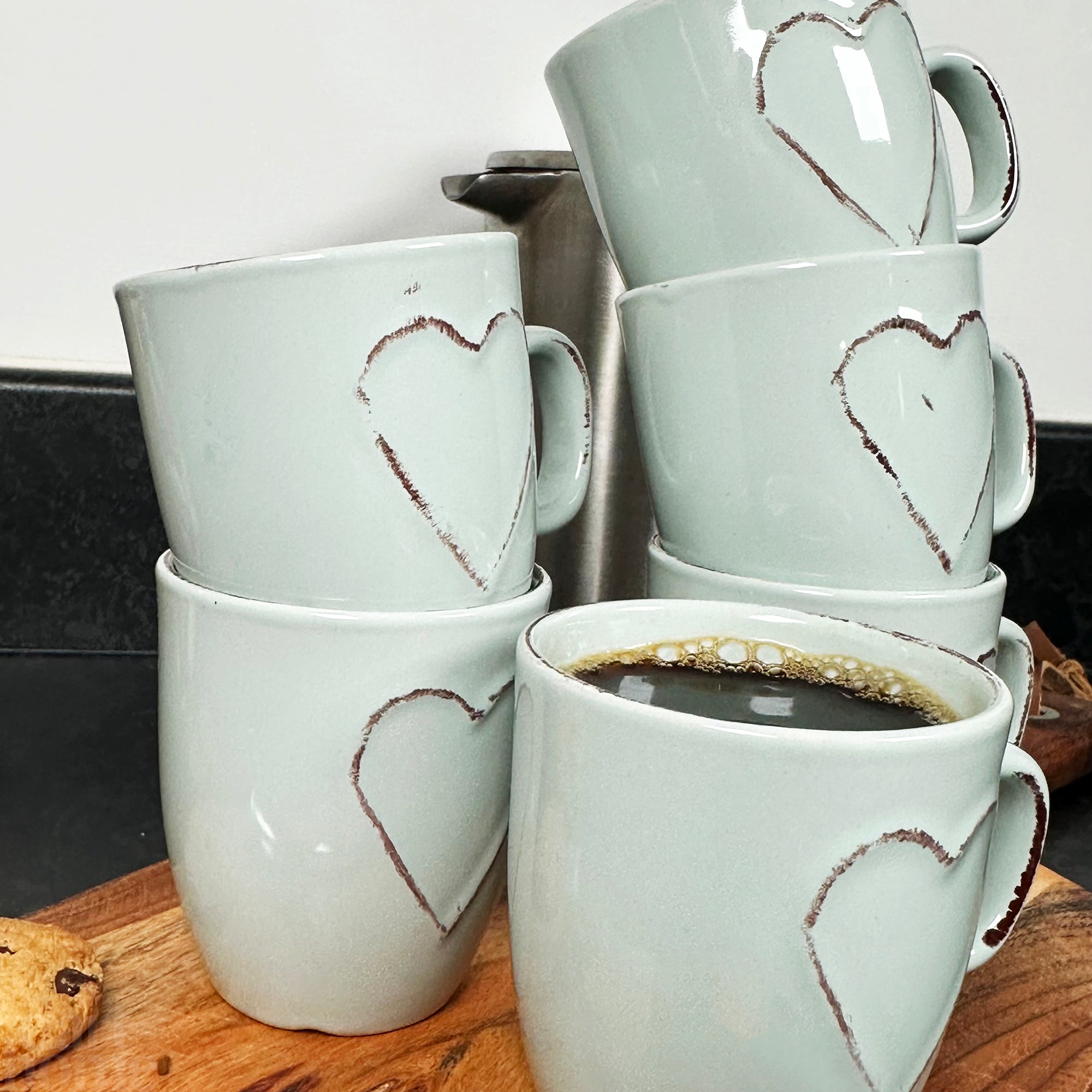 Blue Heart 100 ml Espressotassen-Set mit 6 Stück