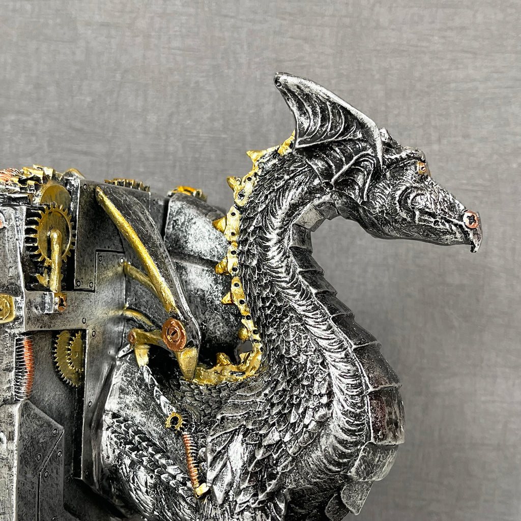 Large Steampunk Dragon Bookends Set