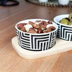 3pc Monochrome Geometric Serving Dish Set