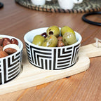 3pc Monochrome Geometric Serving Dish Set