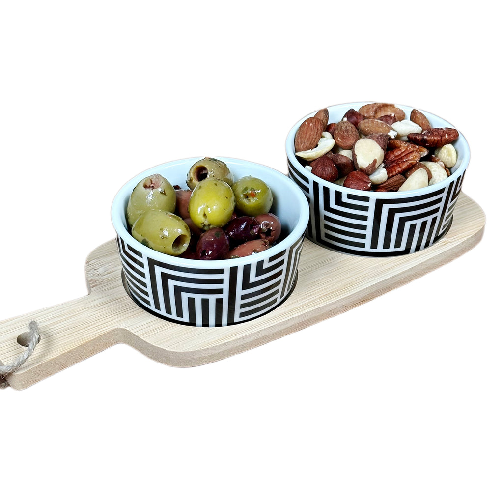 3pc Monochrome Geometric Serving Dish Set