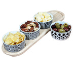 5pc Monochrome Geometric Serving Dish Set