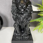 Black Royal Lion With Gold Crown Statue