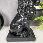 Black Royal Lion With Gold Crown Statue
