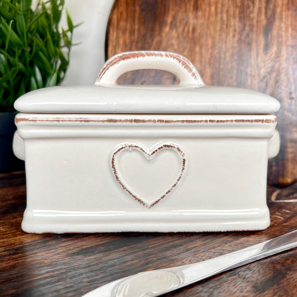 Ceramic Love Heart Butter Dish With Lid