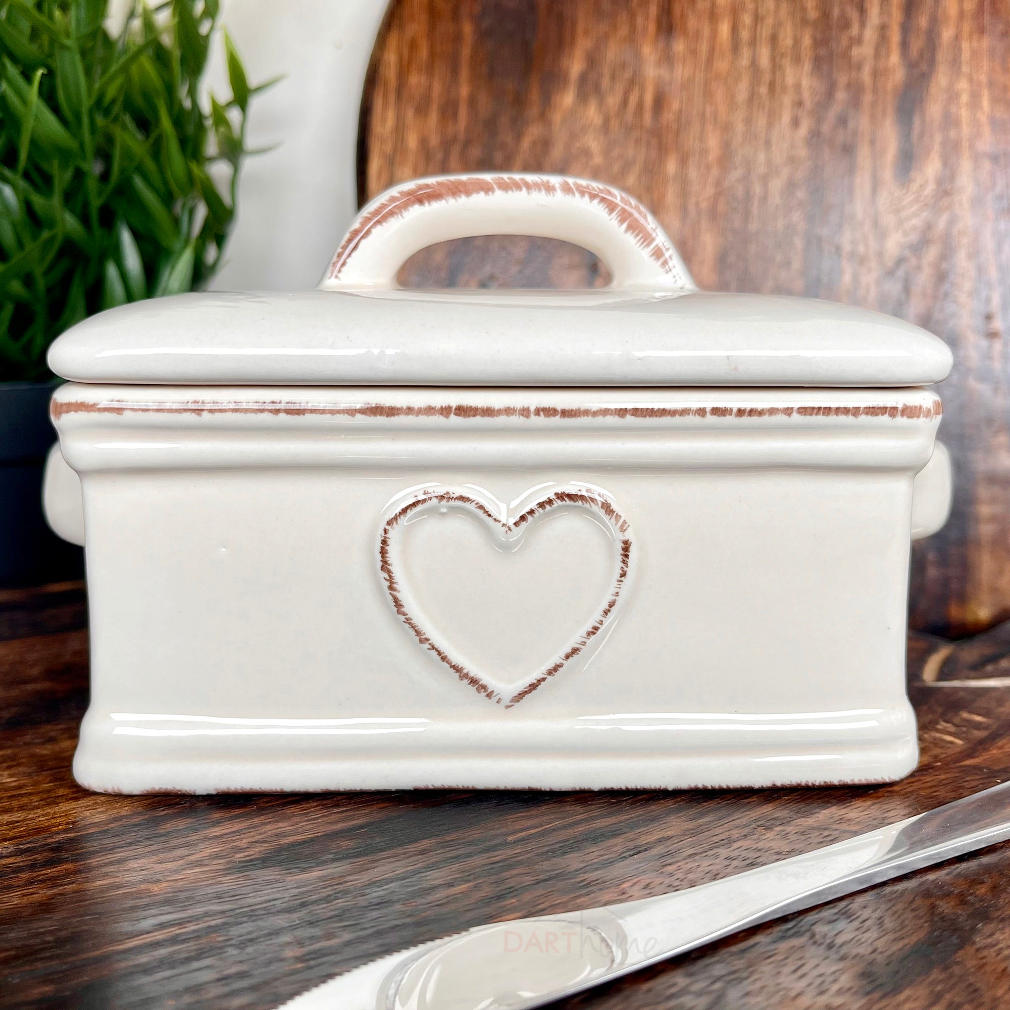 Ceramic Love Heart Butter Dish With Lid