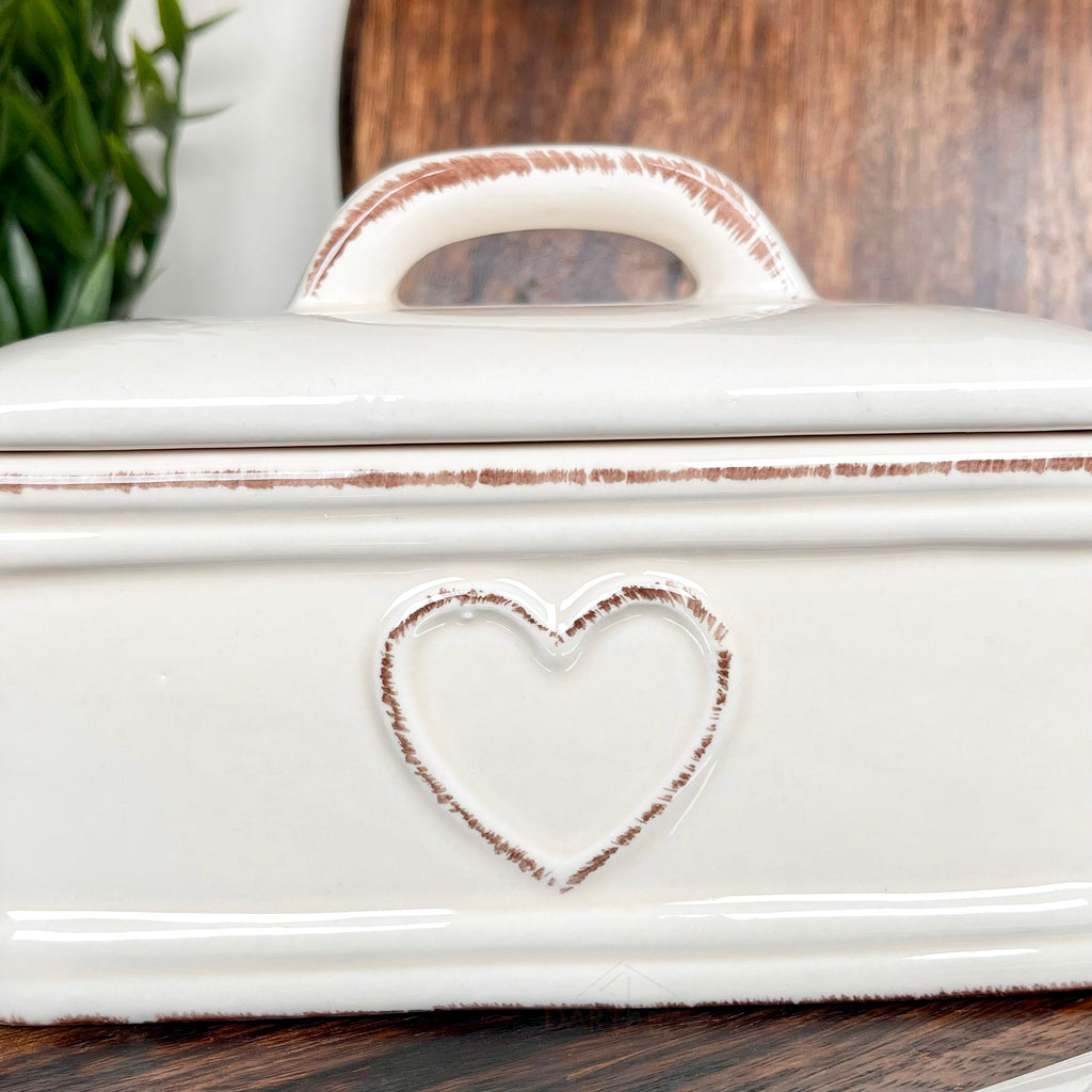 Ceramic Love Heart Butter Dish With Lid