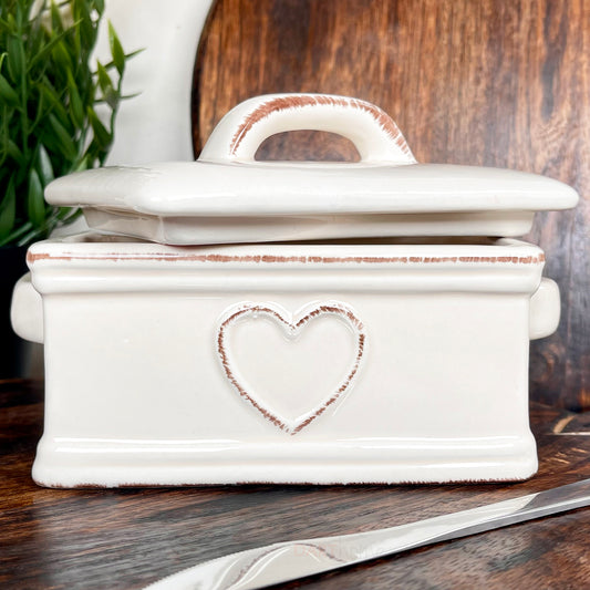 Ceramic Love Heart Butter Dish With Lid