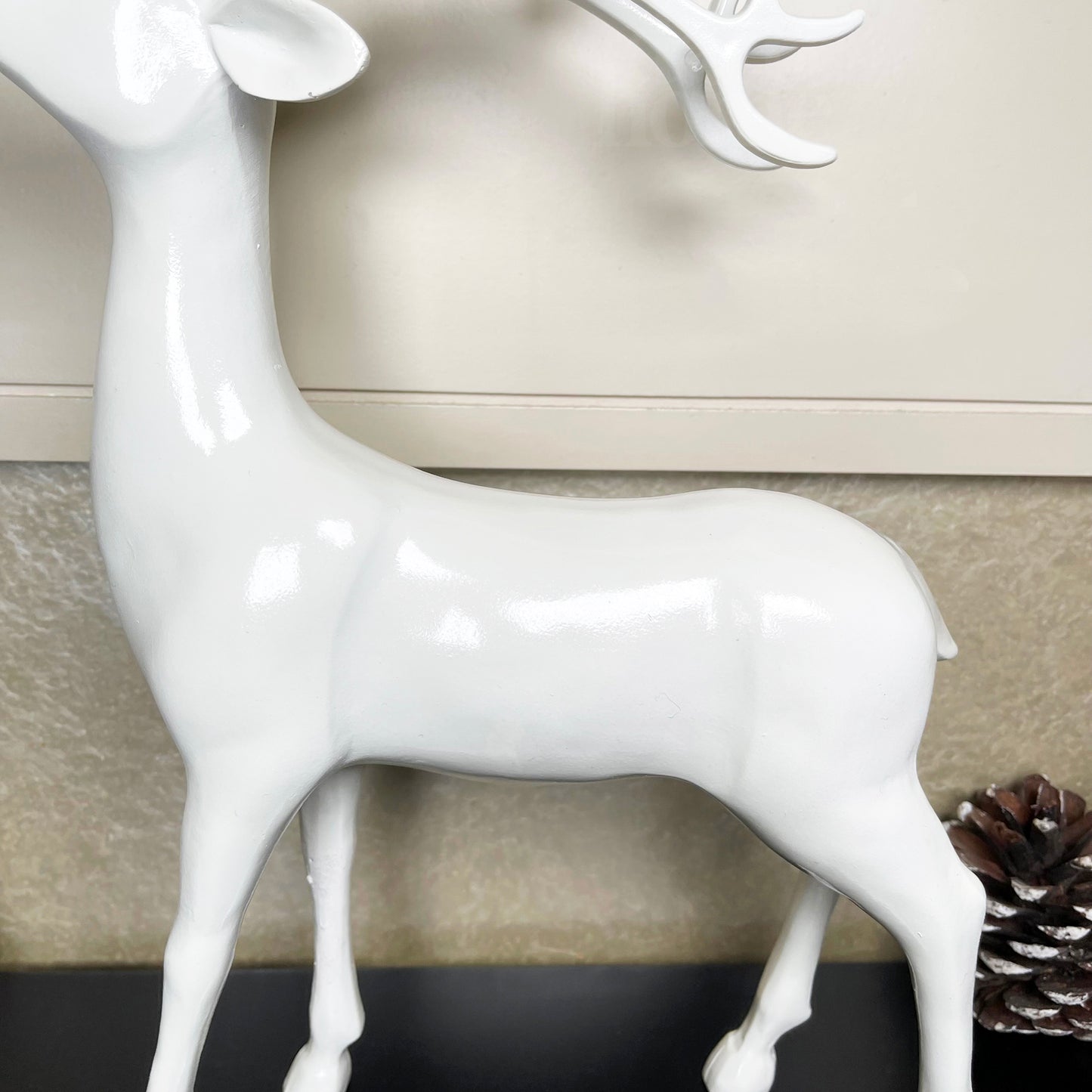 Nordic Glossy White Stag Ornament 21x32cm