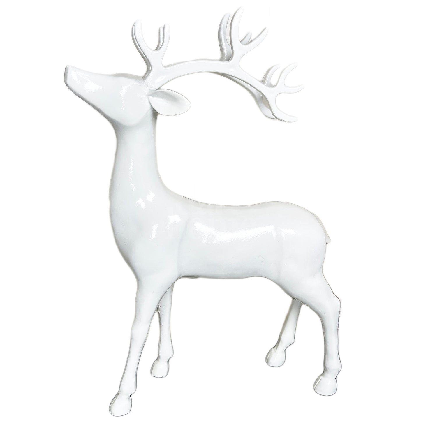 Nordisches glänzendes weißes Hirschornament, 21 x 32 cm