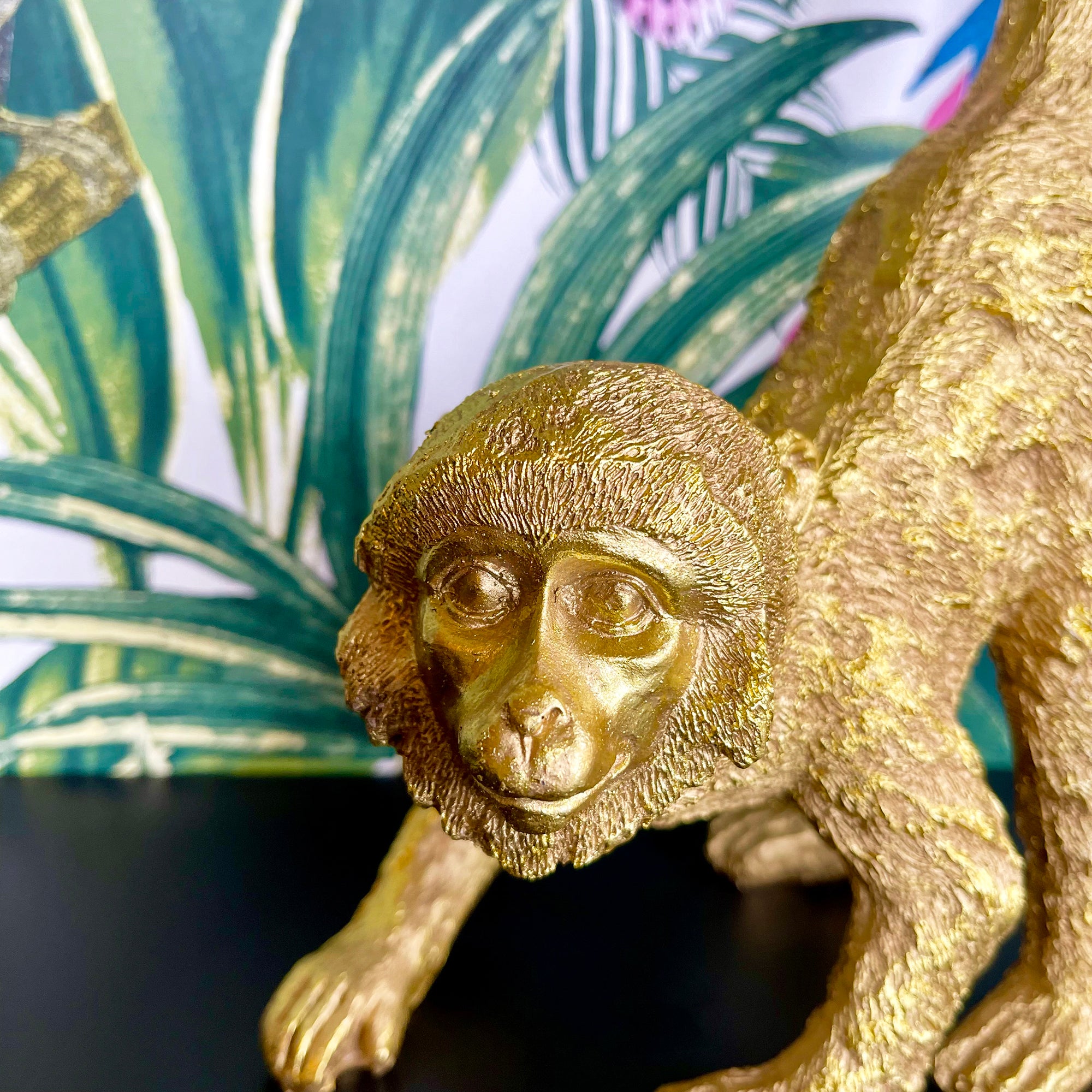 Gold Resin Curly Tailed Spider Monkey Figurine 43cm