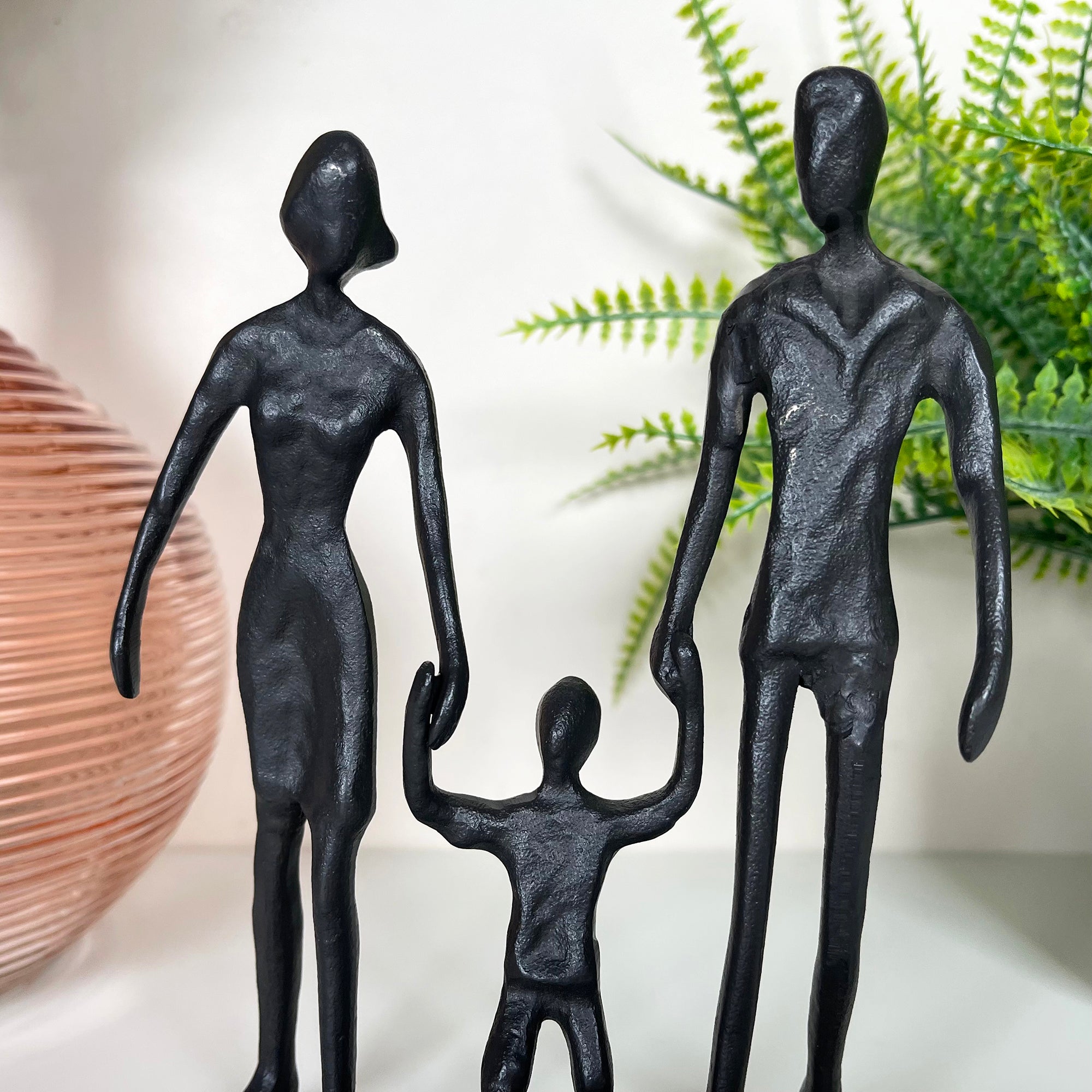 Cast Iron Walking Family Of 3 Figurine