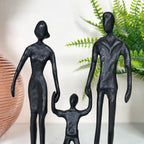 Cast Iron Walking Family Of 3 Figurine