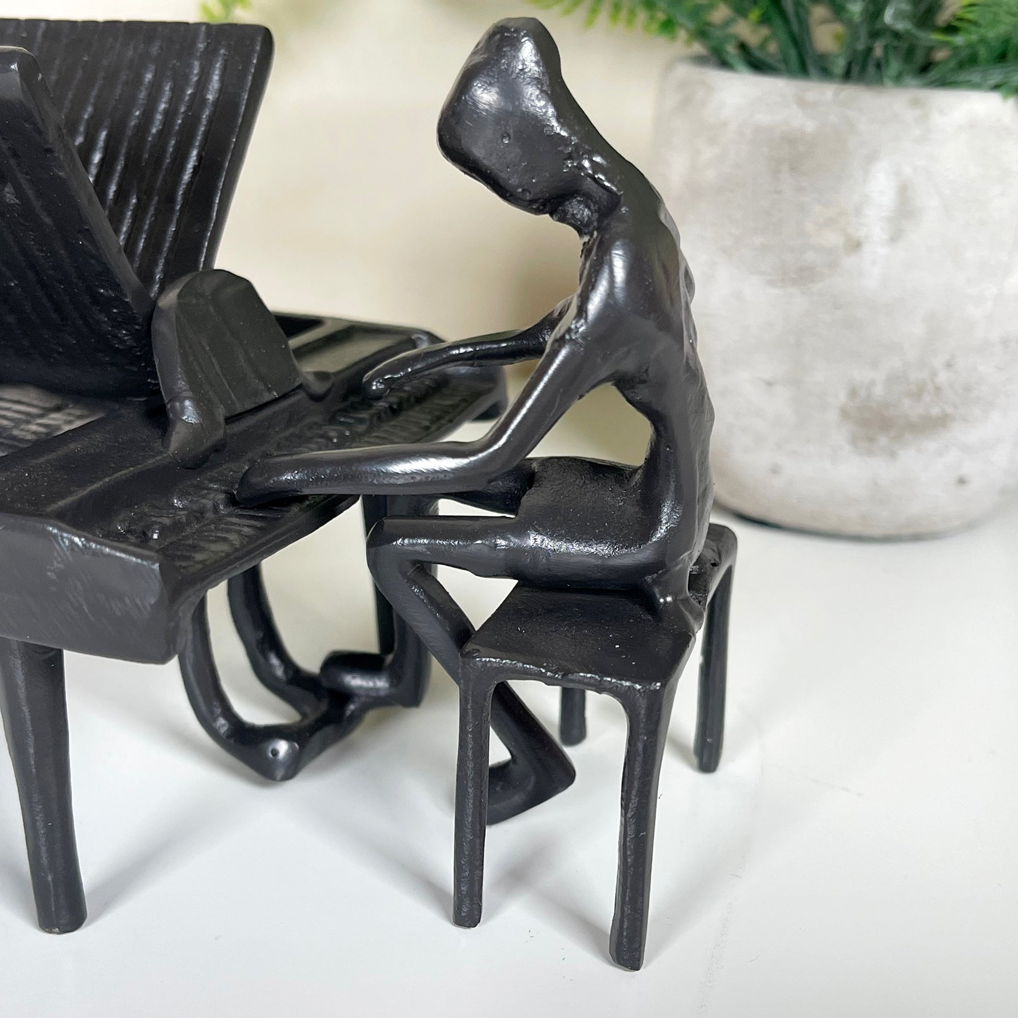 Cast Iron Piano Player Figurine