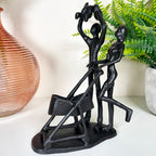 Cast Iron Family Of 3 With Pram Figurine