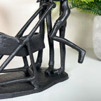 Cast Iron Family Of 3 With Pram Figurine