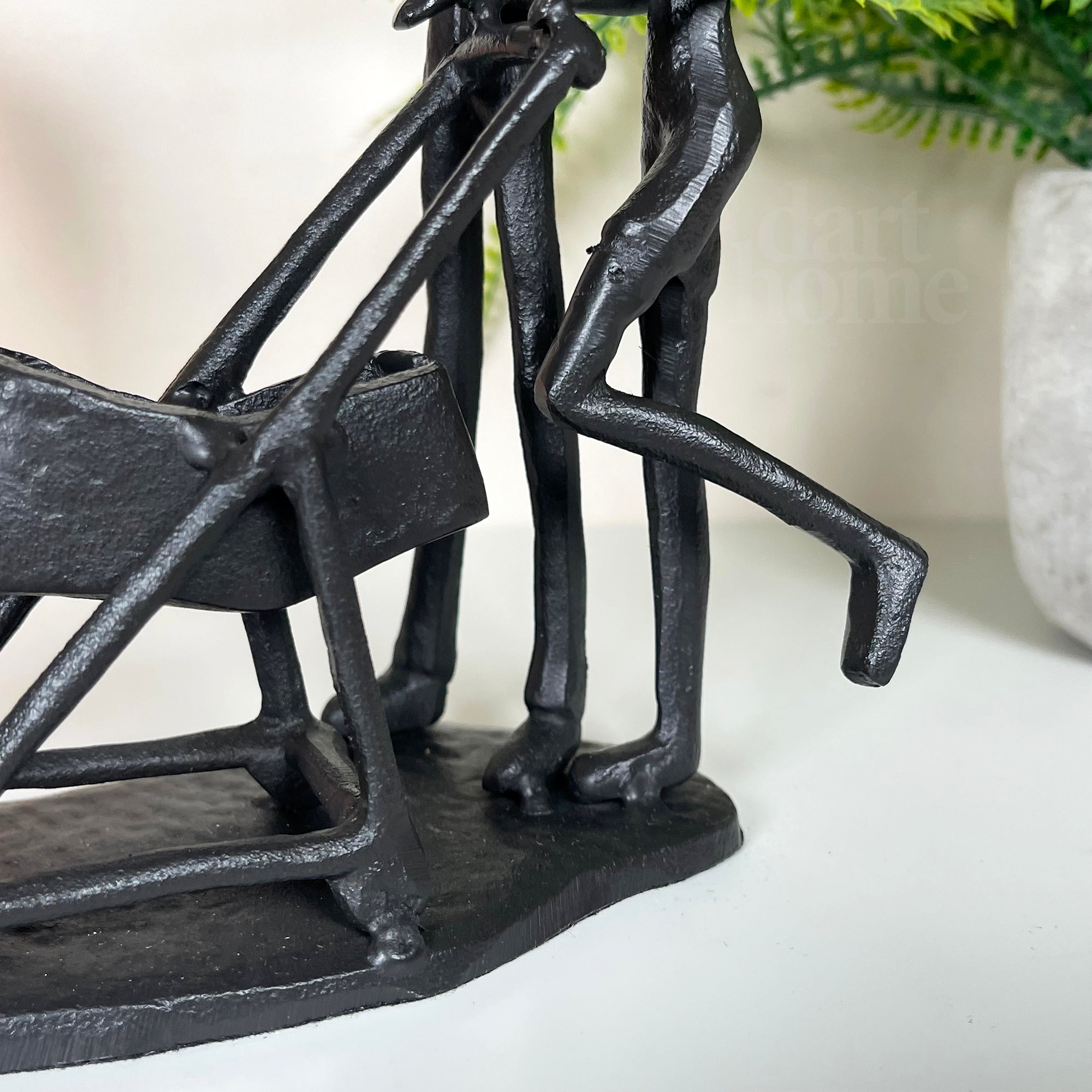 Cast Iron Family Of 3 With Pram Figurine