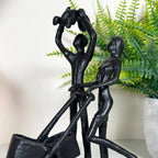 Cast Iron Family Of 3 With Pram Figurine