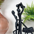 Cast Iron Family Of 3 With Pram Figurine