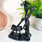 Cast Iron Family Of 3 With Pram Figurine