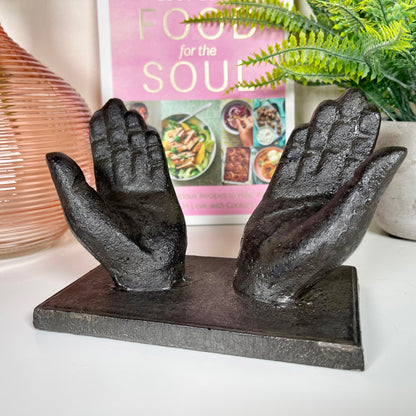 Cast Iron Hands Cookbook Stand