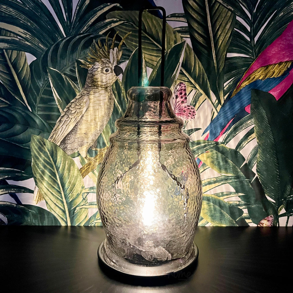 LED-Hurricane-Laterne aus gehämmertem Glas