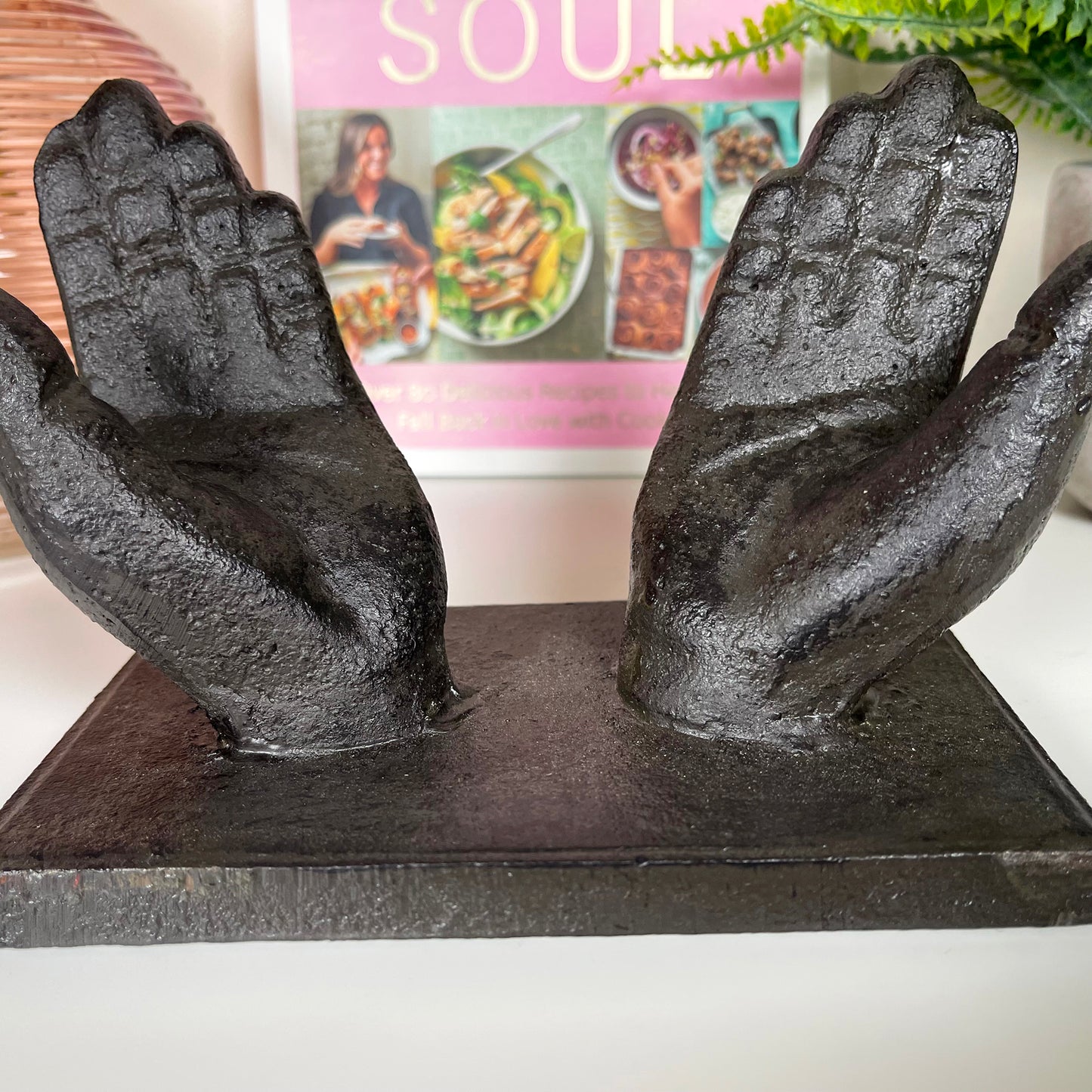 Cast Iron Hands Cookbook Stand