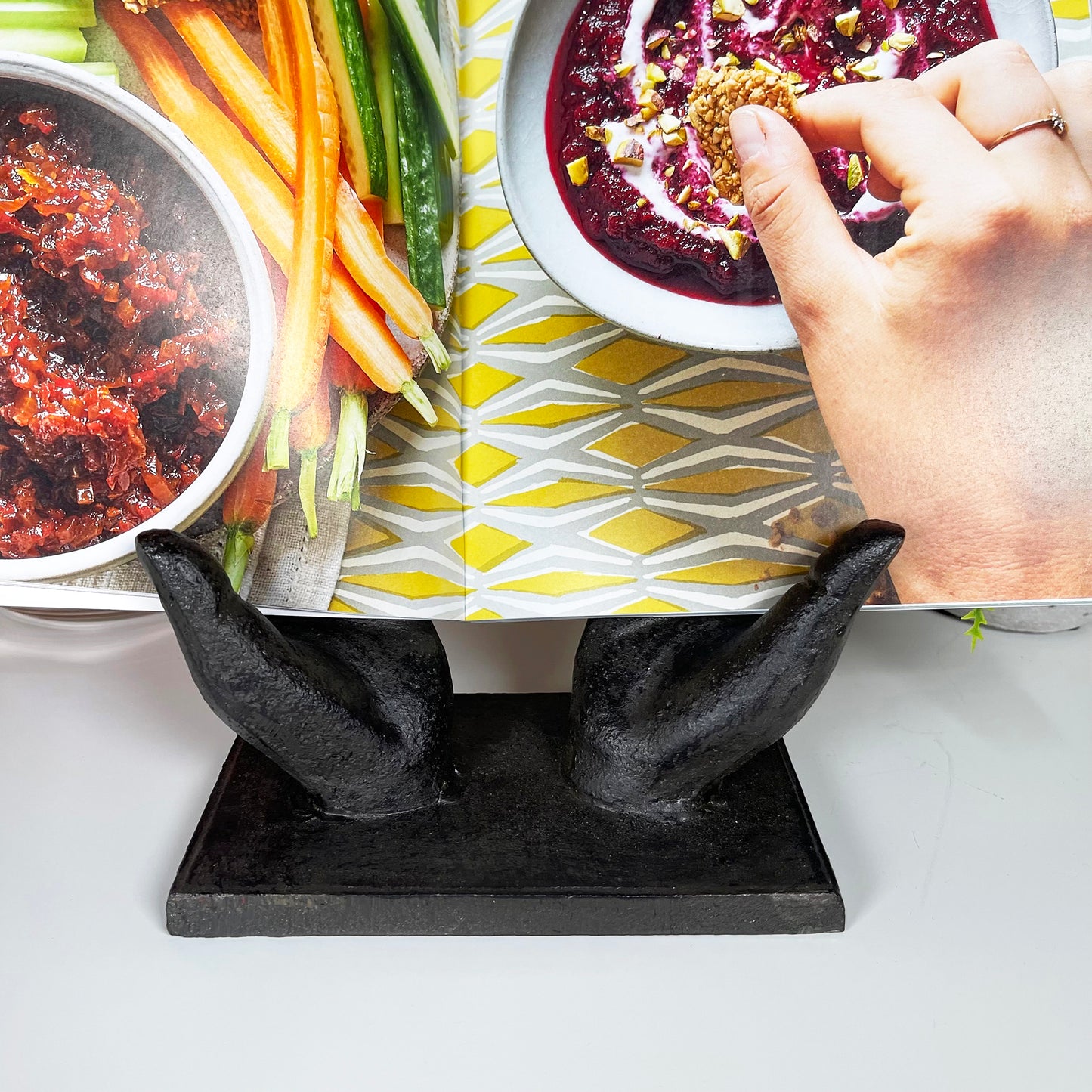 Cast Iron Hands Cookbook Stand