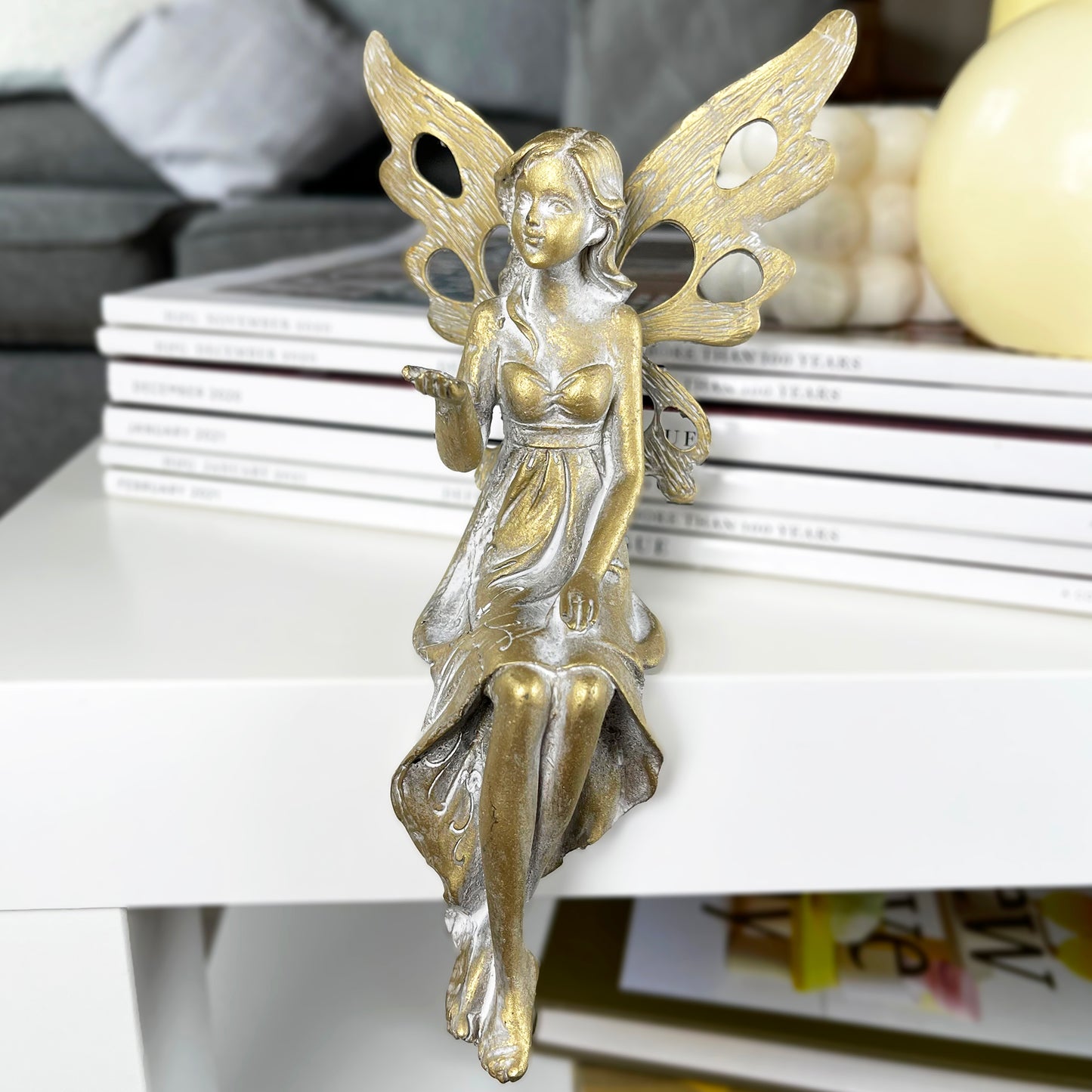 Gold Shelf Sitting Fairy Ornament