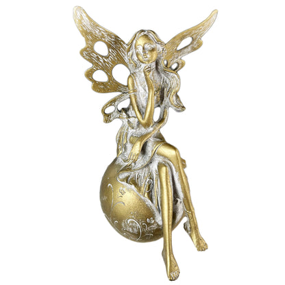 Gold Fairy On Ball Ornament