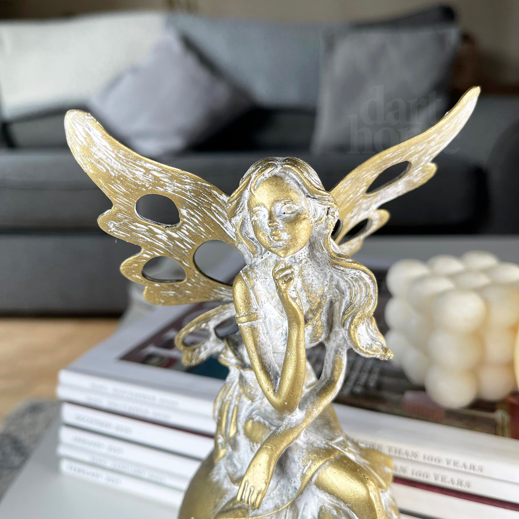 Gold Fairy On Ball Ornament