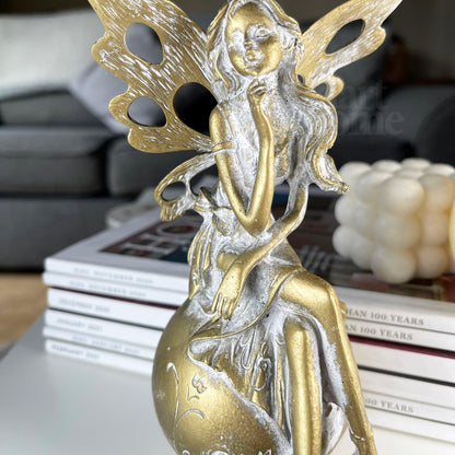 Gold Fairy On Ball Ornament