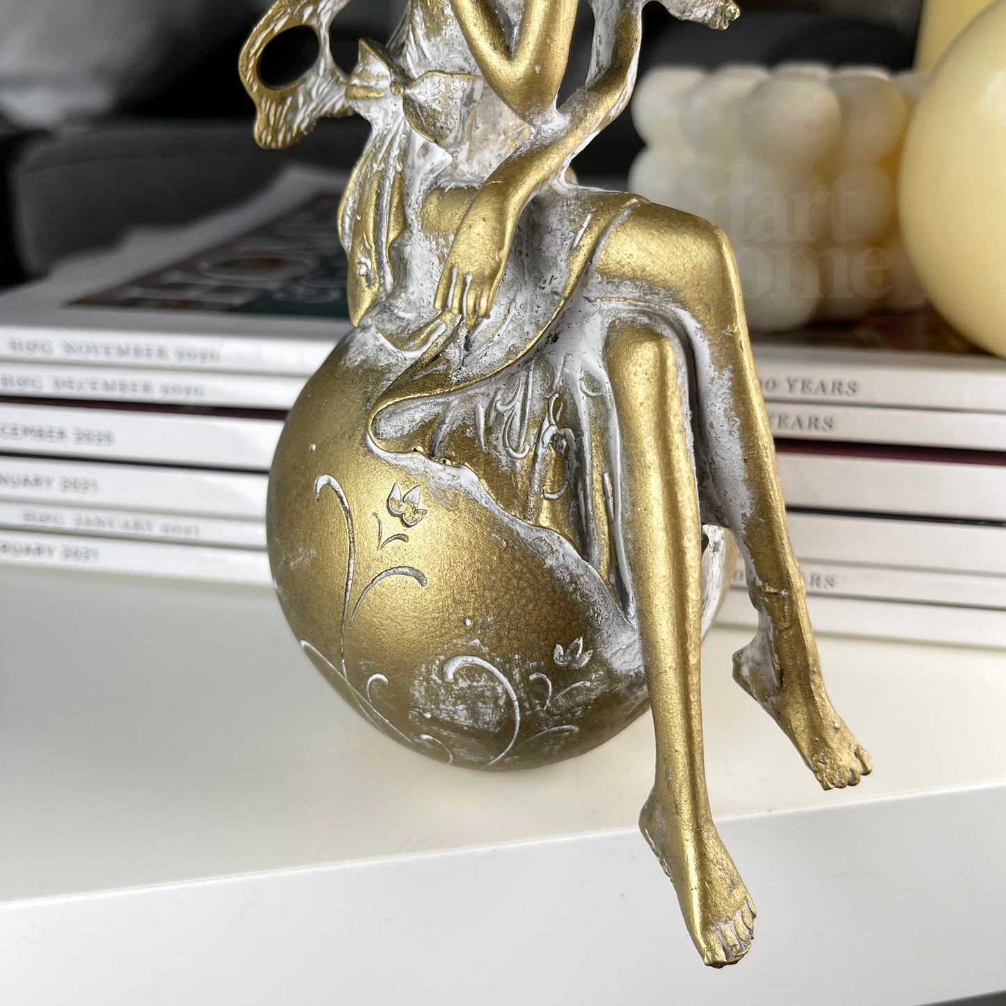 Gold Fairy On Ball Ornament