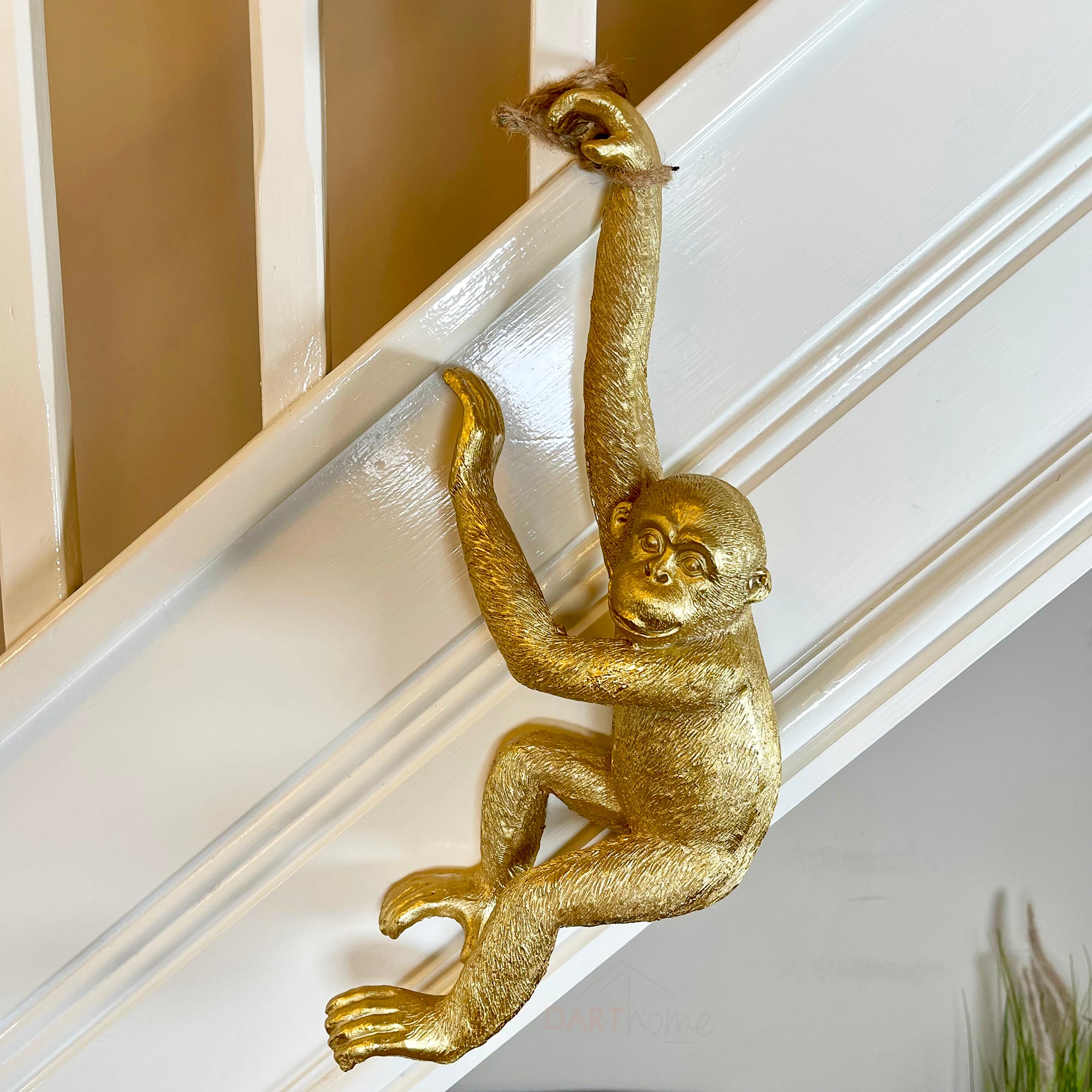 Set Of 3 Gold Hanging Monkey Ornaments