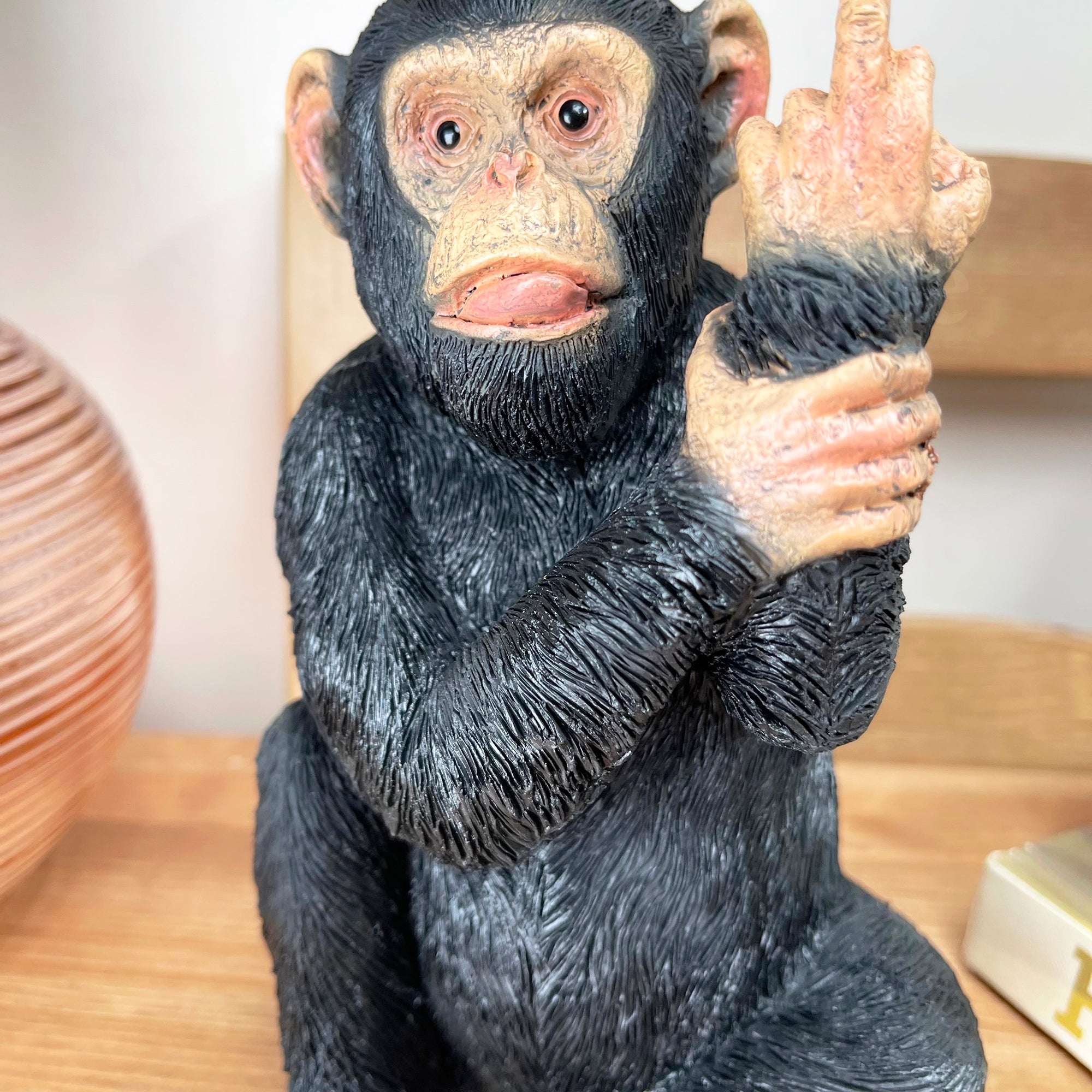 Black Up Yours Monkey Ornament 11x19x11cm