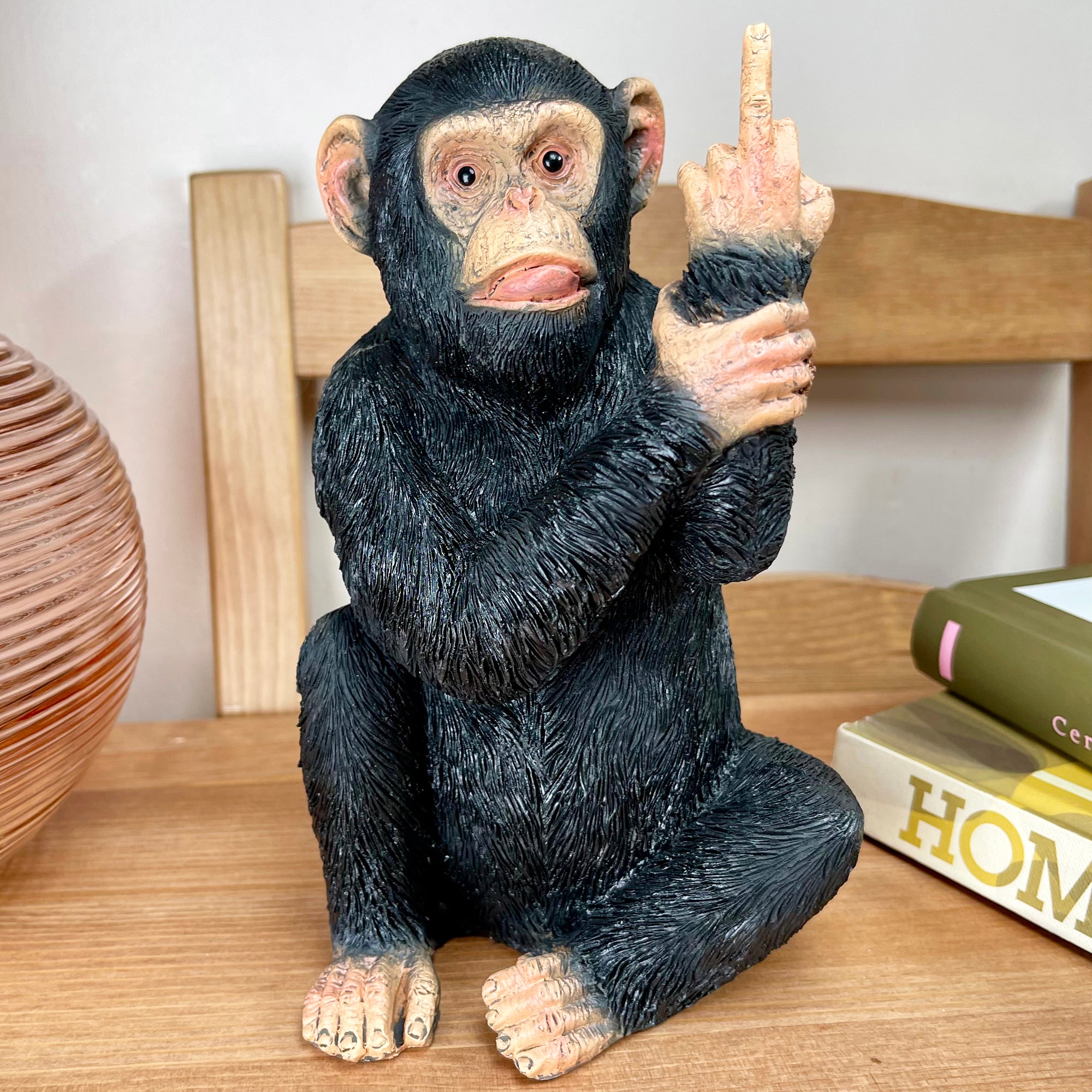 Black Up Yours Monkey Ornament 11x19x11cm