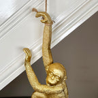 Set Of 3 Gold Hanging Monkey Ornaments