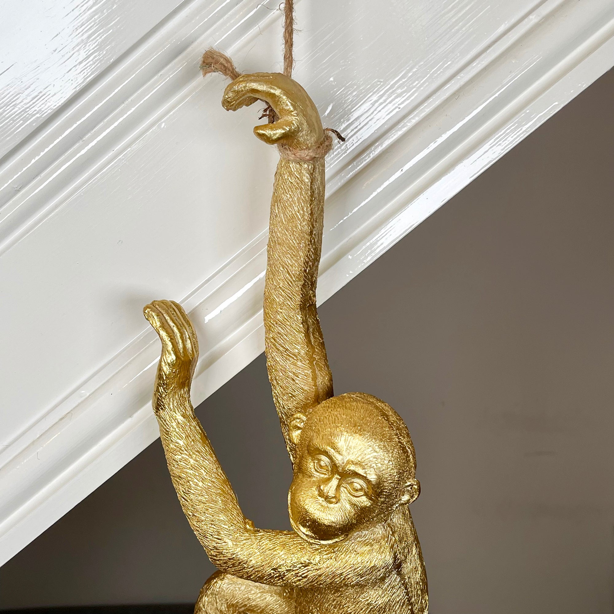Set Of 3 Gold Hanging Monkey Ornaments